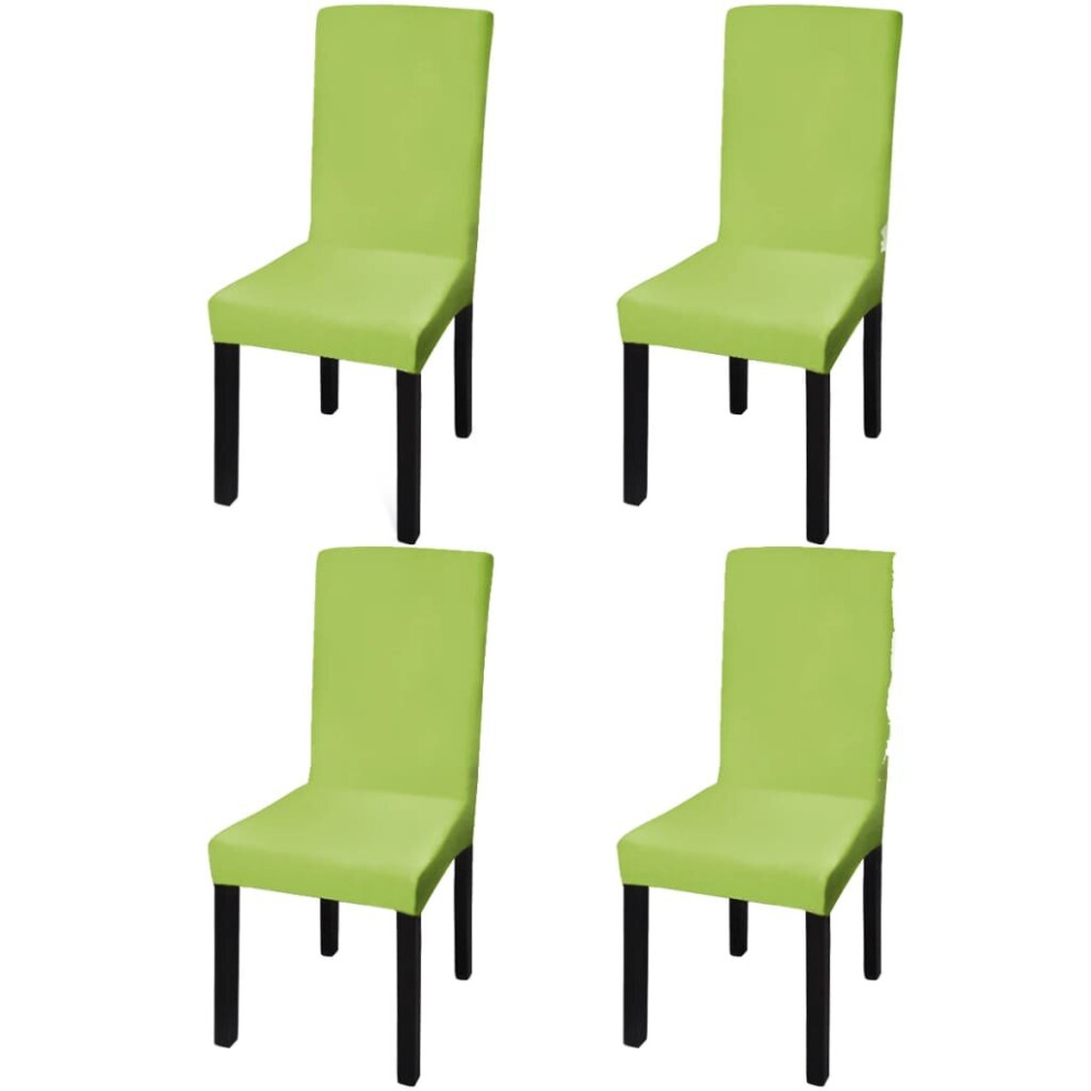 vidaXL 4x Straight Stretchable Chair Cover Green Universal Seat Slipcover