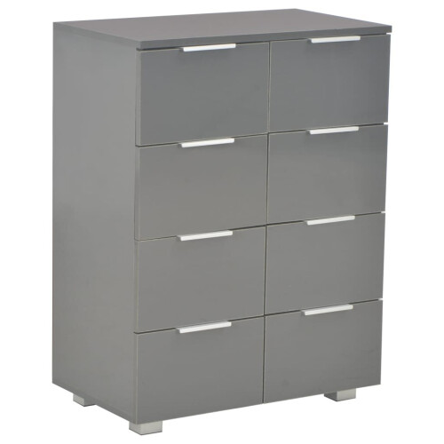 VidaXL vidaXL Sideboard High Gloss Grey Engineered Wood Side Cabinet Drawer Unit 1