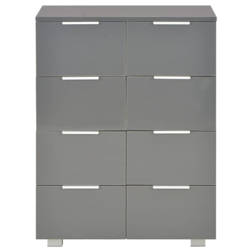 VidaXL vidaXL Sideboard High Gloss Grey Engineered Wood Side Cabinet Drawer Unit 2