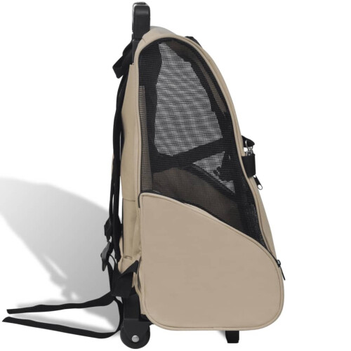 VidaXL vidaXL Foldable Multipurpose Pet Trolley Beige Doggy Travel Trailer Stroller 2