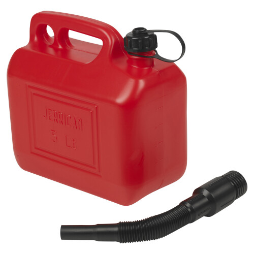 URBN Living (1) 5 Litre Red Plastic Fuel Jerry Can Spout Container