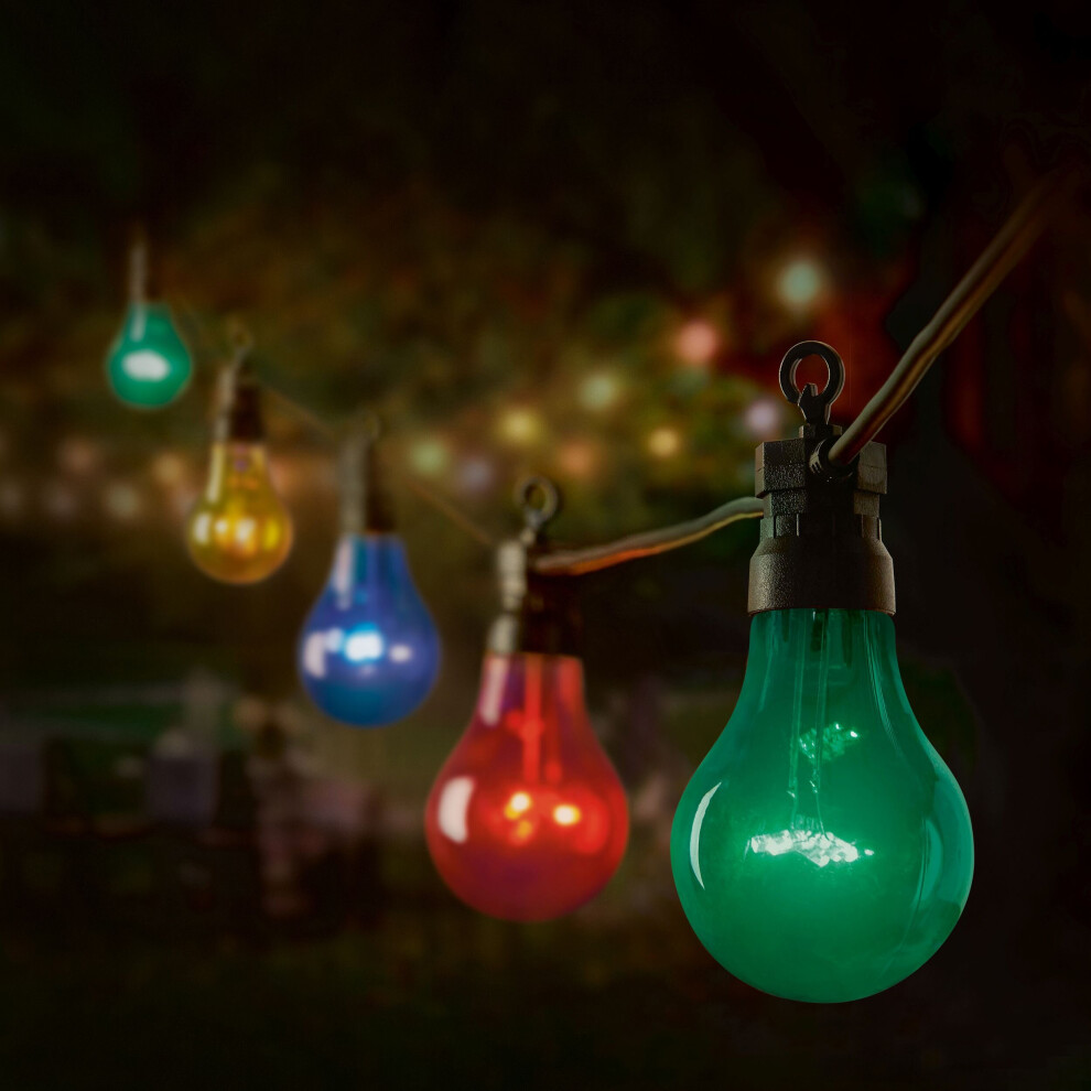 Premier 10 Bulb Festoon Garden String Lights Multi Coloured Party Lights 4.5M