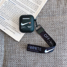(Black AirPods 1/2) With Lanyard Headphones Earphone Cases Off White Black Nike Airpods Case 1 2 Pro