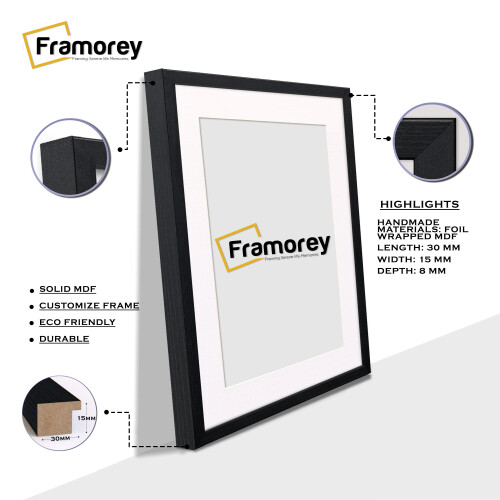 (A2 Pic (A1 Frame)) Ash Black Picture Frame Photo Frames With White Mount Wall Art Hanging Frame Home Decor Frame 1