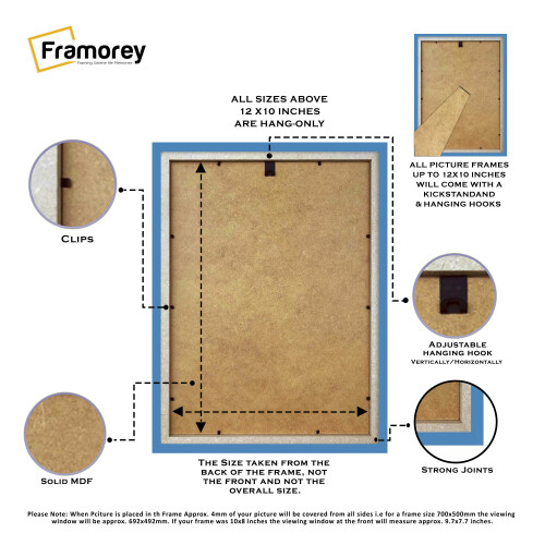 (A6 Pic (A5  Frame)) Blue Picture Frame Photo Frames With White Mount Wall Art Hanging Frame Home Decor Frame 2