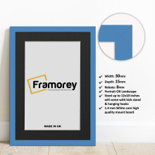 (A4 Pic (A3 Frame)) Blue Picture Frame Photo Frames With Black Mount Wall Art Hanging Frame Home Decor Frame