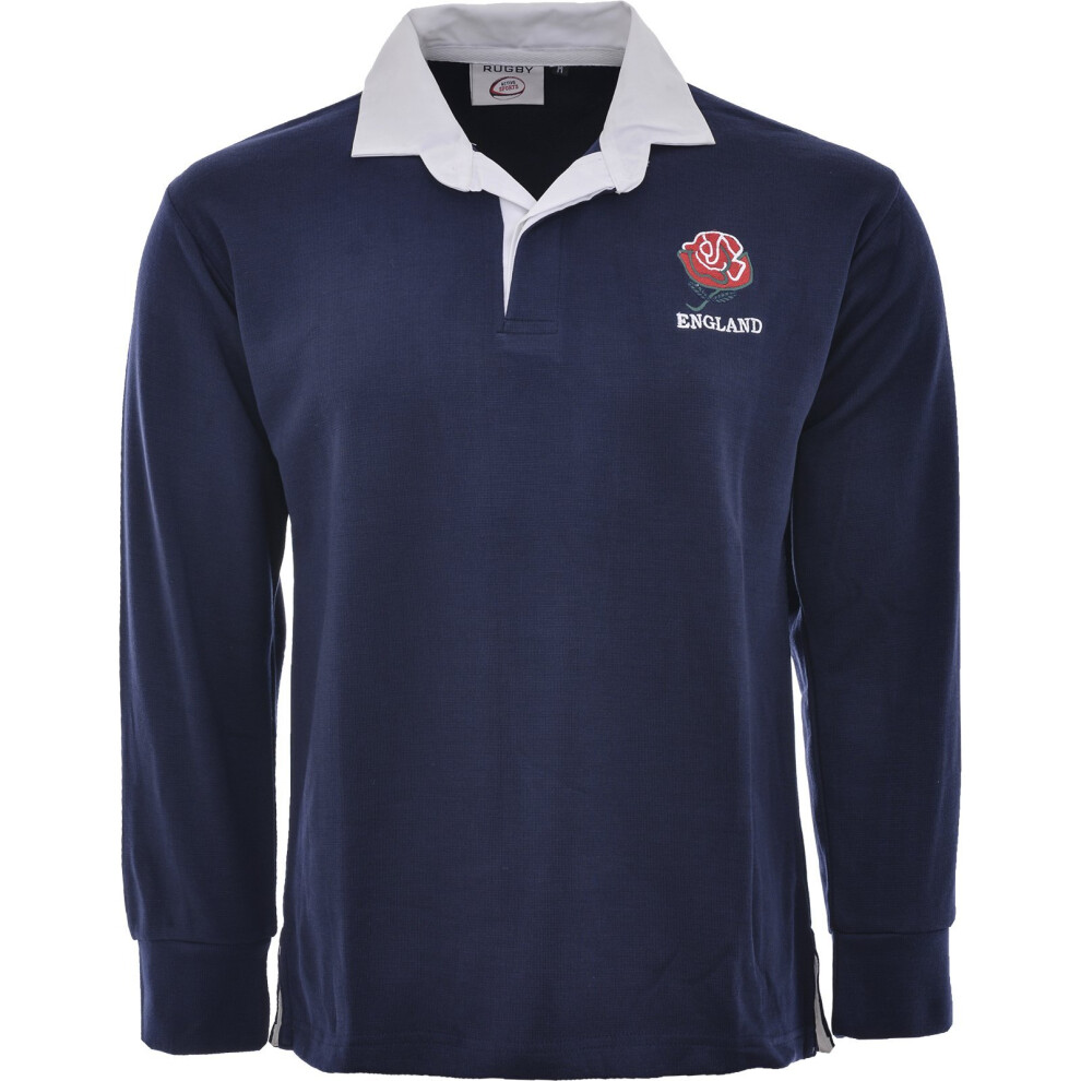 (4XL, Navy Blue) Men Rugby Jersey Long Sleeve S to 5XL