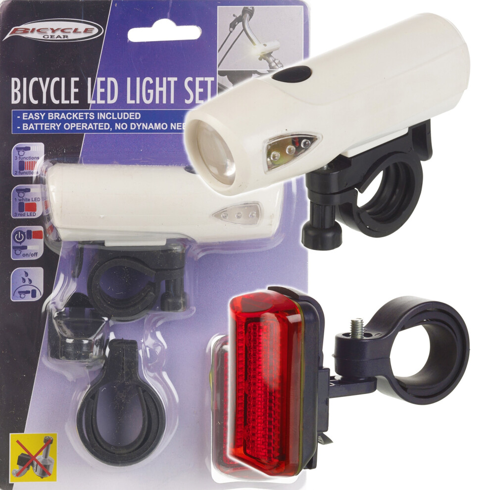 Front & Back 2 LED Bike Safety Waterproof Light Set Rear Tail Flashing