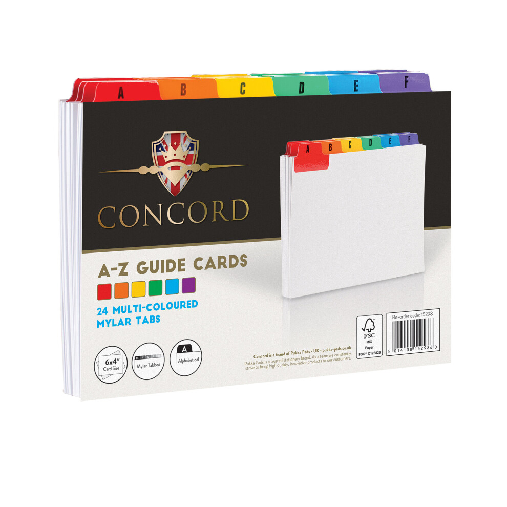 Concord Revision Cards 6x4" with multicoloured A-Z tabs