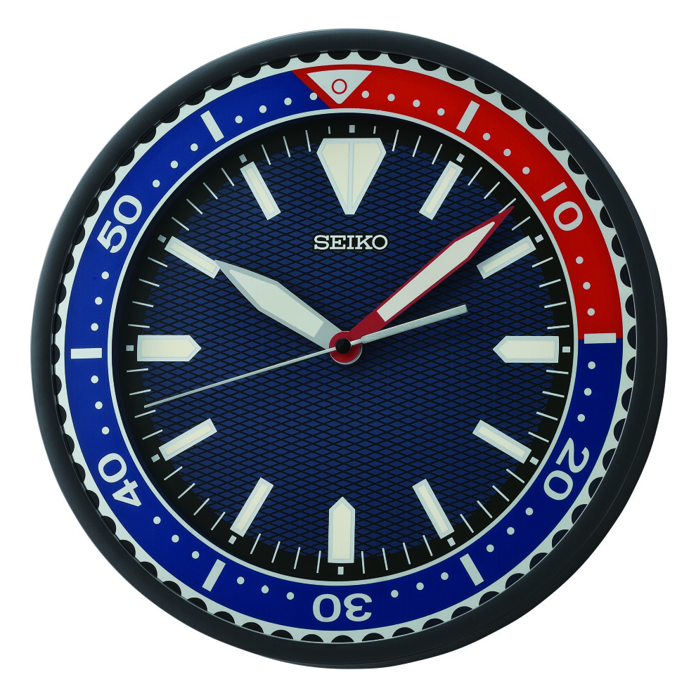 Seiko Blue & Red Round Battery Wall Clock, Silent, Luminous QXA791J