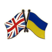(UK) Ukraine UK Metal Flag Brooch Peace Dove Double Flag Collar Patriot Badge