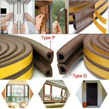 (Brown - DRGHT-P, 5m) Draught Draft Self Adhesive Excluder Rubber Roll