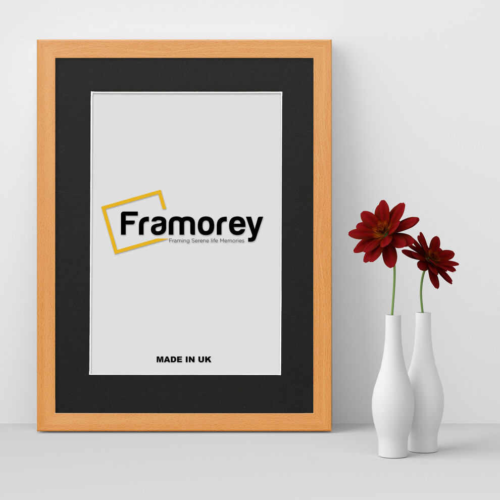 (10x8" Pic (12x10" Frame)) Beech Picture Frame Photo Frames With Black Mount Wall Art Hanging Frame Home Decor Frame-image-OPC-P8X6F69-NEW