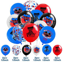 (12 Mixed Color Balloons) Poppy Playtime Huggy Wuggy Theme Birthday Party Supplies Balloon Set Decorations