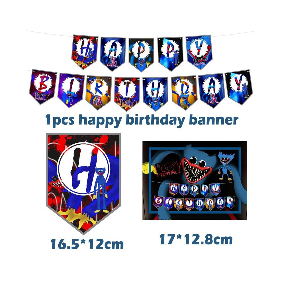 (Banner) Poppy Playtime Huggy Wuggy Theme Birthday Party Supplies Balloon Set Decorations