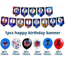 (BannerBalloon) Poppy Playtime Huggy Wuggy Theme Birthday Party Supplies Balloon Set Decorations