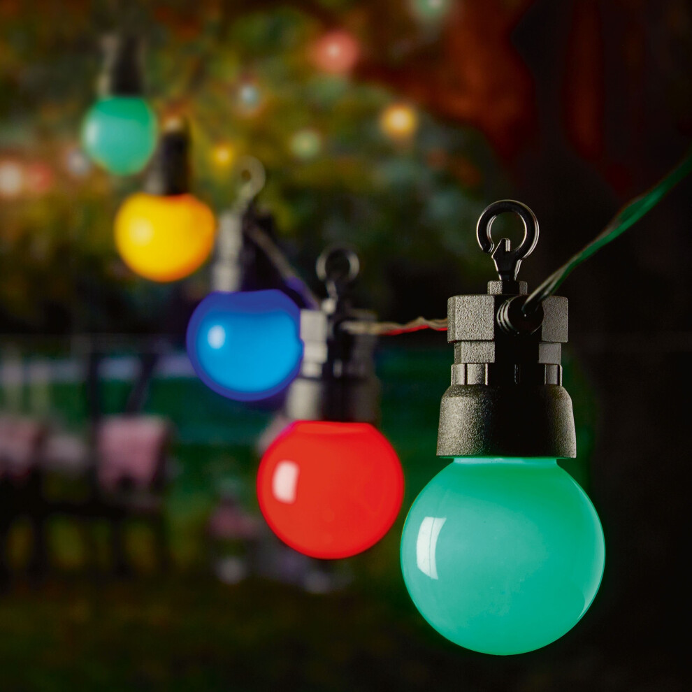10 Bulb Party Garden String Lights Multi Coloured Battery Globe 2.7M