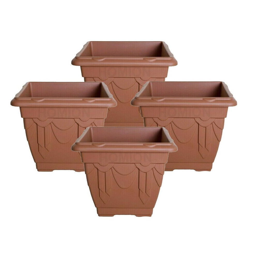 (41 cm set of 4) Flower Pots Garden Plants Terracotta Square Growing Plastic-image-OPC-P8XQCP8-NEW