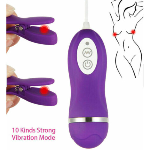 Purple Multi-Speed Silent Nipple Clamps Vibrator Clit Clip