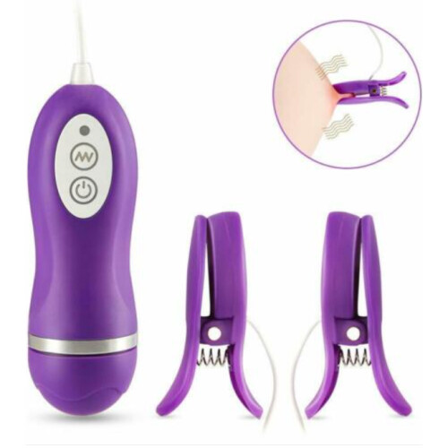 Purple Multi-Speed Silent Nipple Clamps Vibrator Clit Clip 1