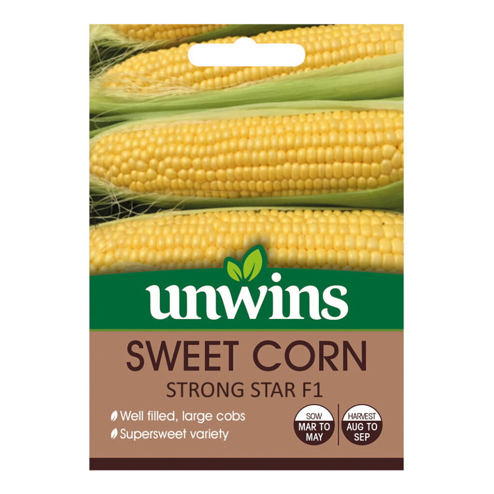 Unwins Grow Your Own Vegetables Hybrid Sweetcorn Strong Star F1 Seeds