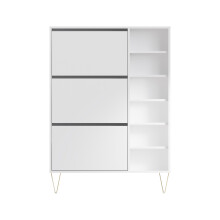 3 Drawer Shoe Cabinet Wooden Shoe Storage Cupboard Organizer White