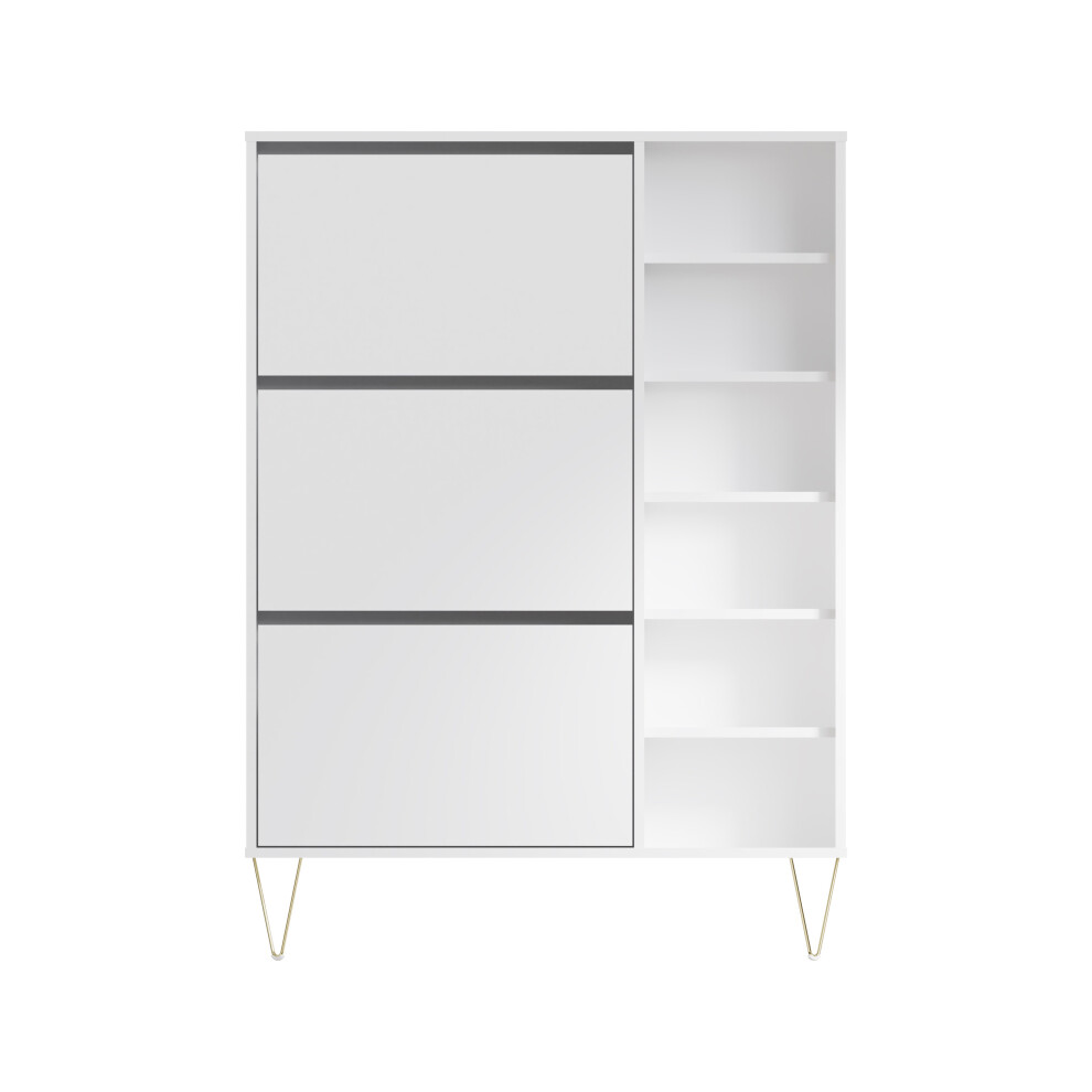 3 Drawer Shoe Cabinet Wooden Shoe Storage Cupboard Organizer White