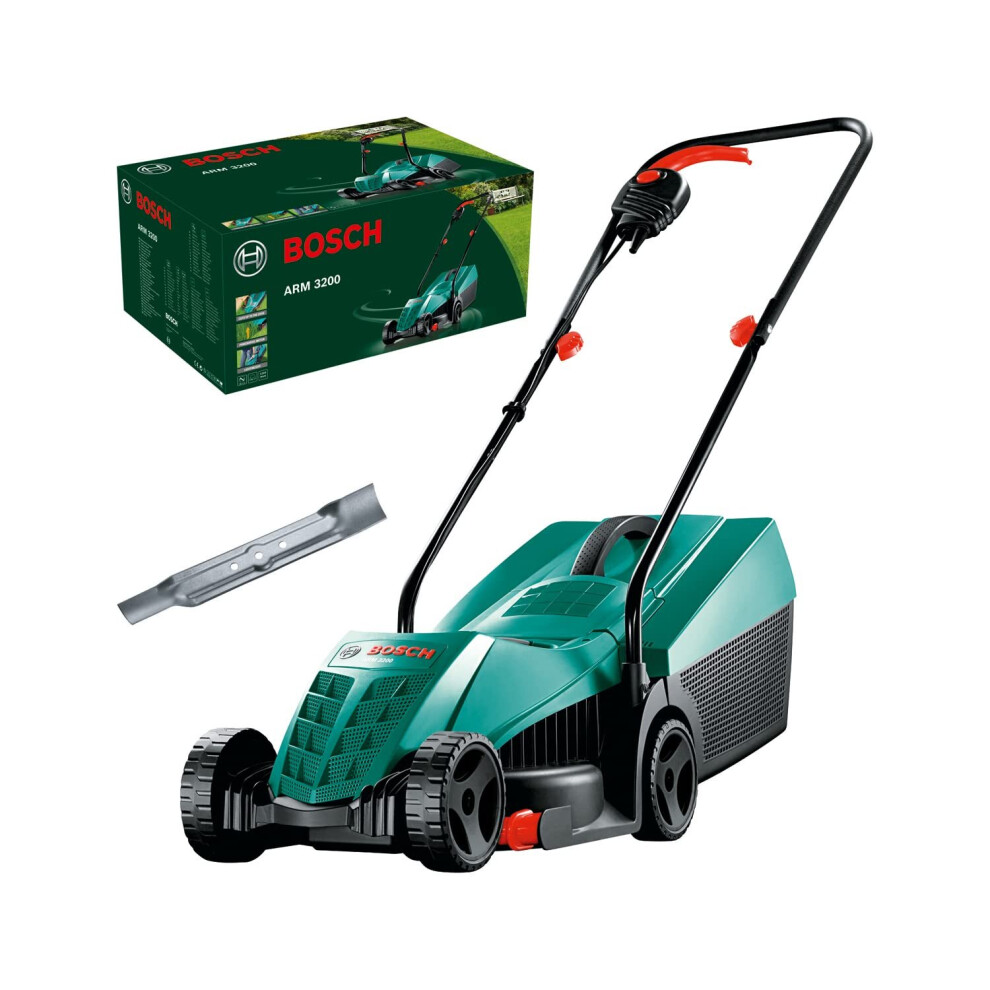 Bosch 06008A6071 Electric Lawnmower ARM 3200 (1200 W, Cutting Width: 32 cm, with Additional Blade Included, in Carton Packaging)