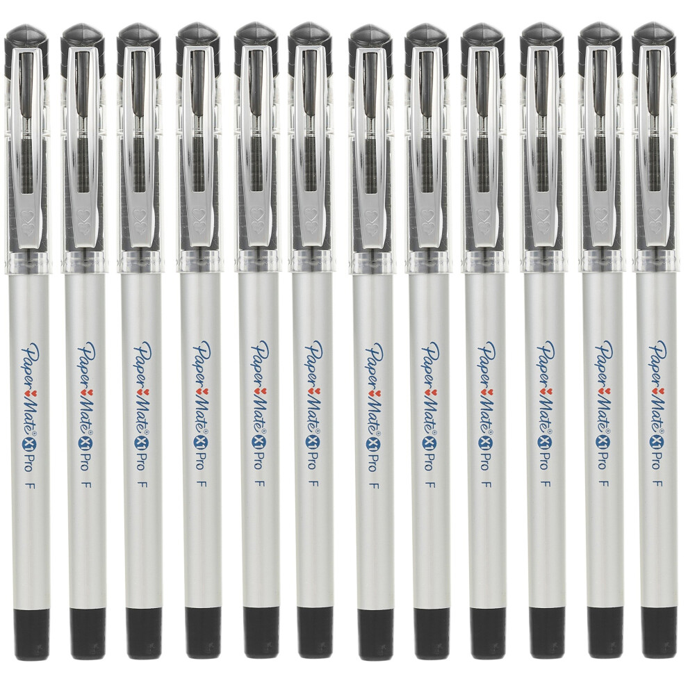 (Black) 12 Pcs 0.5mm Comfort Grip School Gel Writing Pens