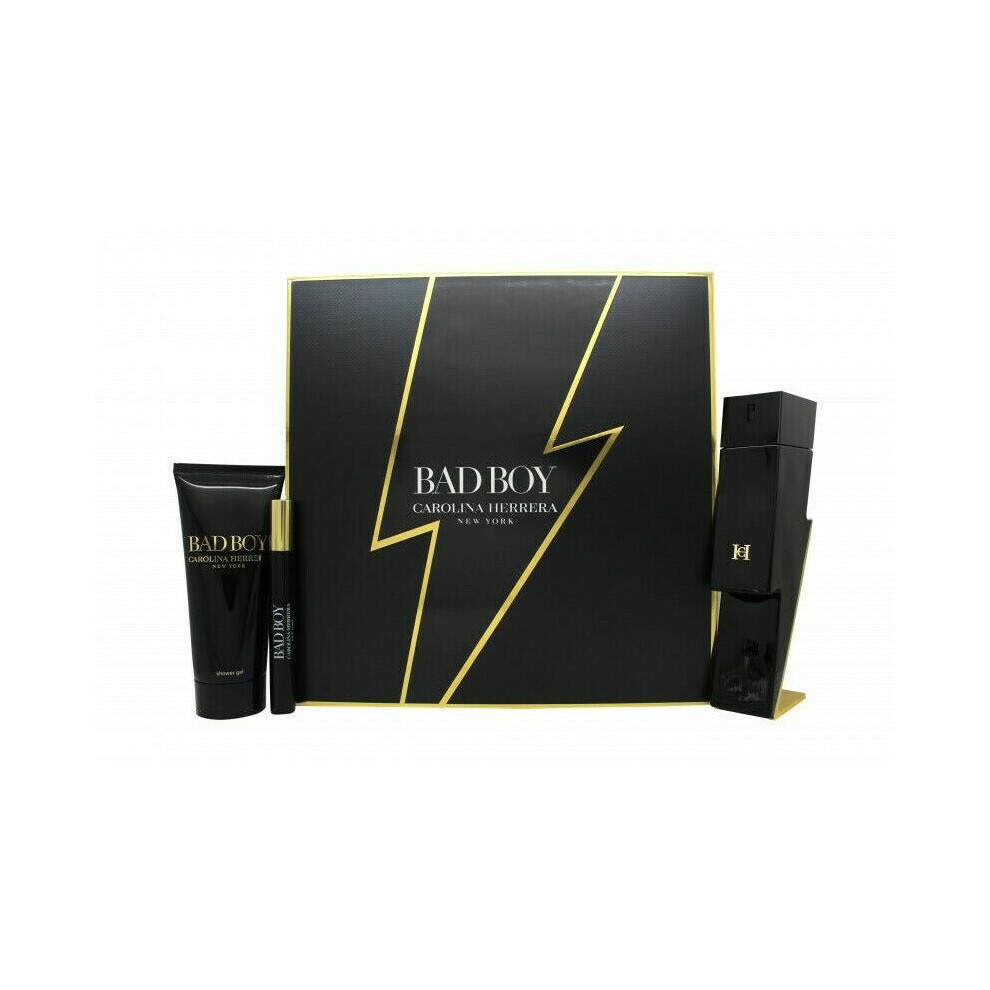 Carolina Herrera Bad Boy Gift Set 100ml EDT + 100ml Shower Gel + 10ml EDT