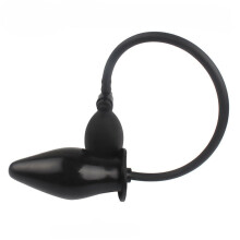 Waterproof Black Flexible Silicone Inflatable Butt Plug Anal Stretcher