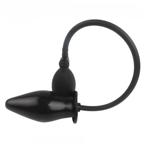 Waterproof Black Flexible Silicone Inflatable Butt Plug Anal Stretcher