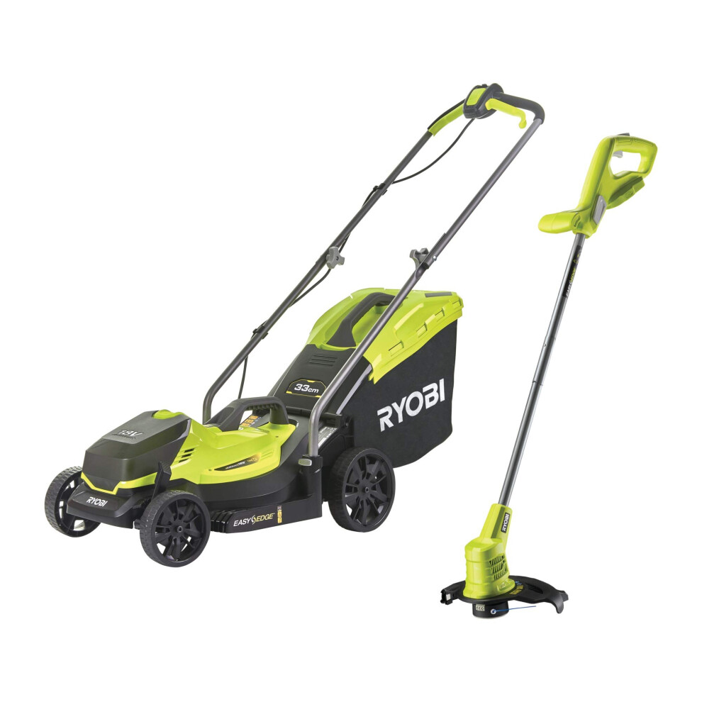 Ryobi 18V ONE+ Cordless Lawnmower and Grass Trimmer Kit (1 x 4.0Ah) Lawnmower & Grass Trimmer with 4.0Ah Battery Single