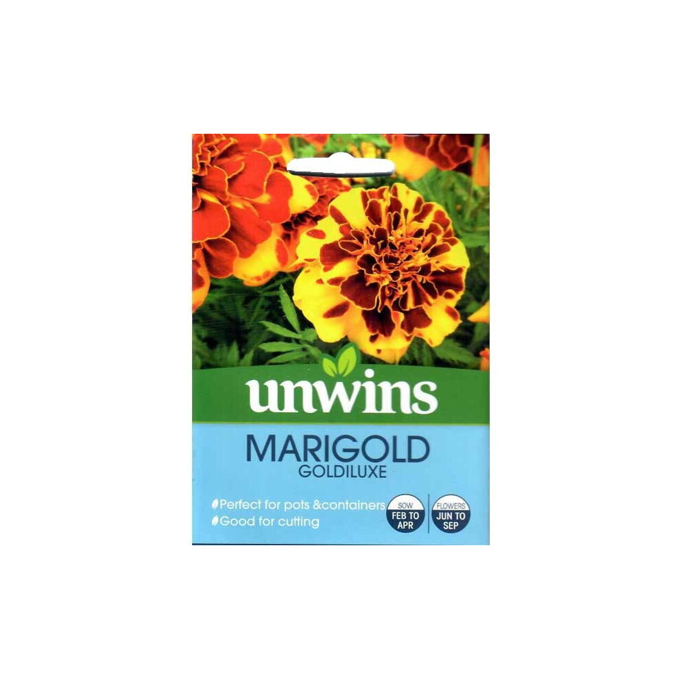 Unwins Grow Your Own Garden Flowers Marigold 'Goldiluxe' Seeds Packet