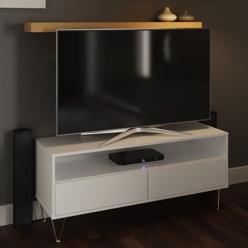 Timber Art Design UK TV Cabinet with 2 Drawers - White 1