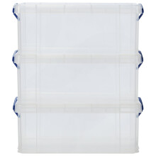 Really Useful Set Of 3 9 Litre A4 Plastic Storage Boxes - Clear