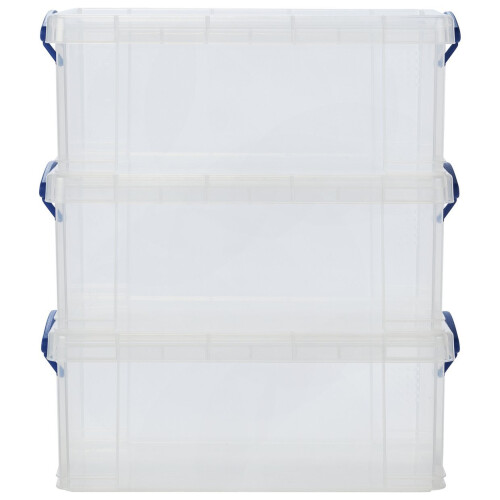 Really Useful Really Useful Set Of 3 9 Litre A4 Plastic Storage Boxes - Clear