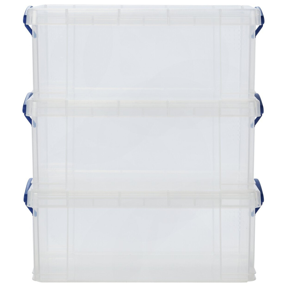 Really Useful Set Of 3 9 Litre A4 Plastic Storage Boxes - Clear