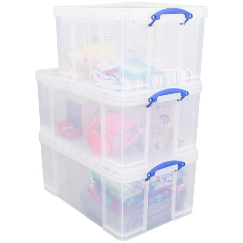 Really Useful Really Useful 2 x 64 Litre 1 x 42 Litre Storage Boxes - Clear