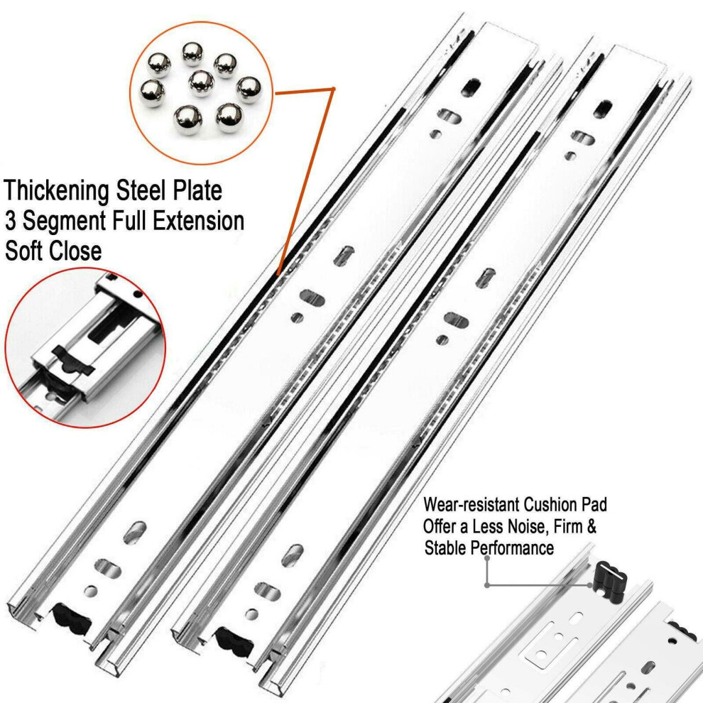 (500mm/20inch closed - 995mm/40inch open) 10-28''Pair Drawer Runners Heavy Duty Slide Runner