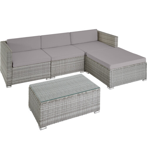 (light grey/dark grey) tectake Rattan garden furniture set lounge