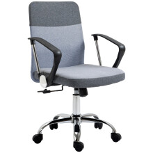 Vinsetto Linen Ergonomic Office Chair, Grey - Adjustable Height, Swivel, Five Wheels, Rocker, 120kg, 921-384