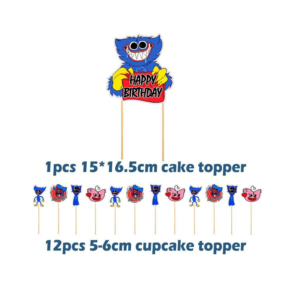 (Full Set Of Cake Topper) Poppy Playtime Huggy Wuggy Theme Birthday Party Decorations Supplies Set Balloon