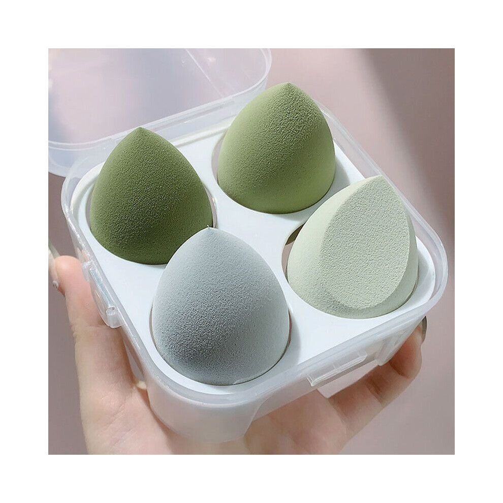 (Green) 4Pcs/Box Dry Wet Makeup Sponge Blender Super Soft Beauty Egg