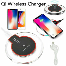 (White) Fast Qi Wireless Charger Charging Pad For Samsung iPhone 12 11 Xs Xr S21 S8 S10+