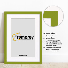 (6x4" Pic (8x6" Frame)) Lime Green Picture Frame Photo Frames With White Mount Wall Art Hanging Frame Home Decor Frame