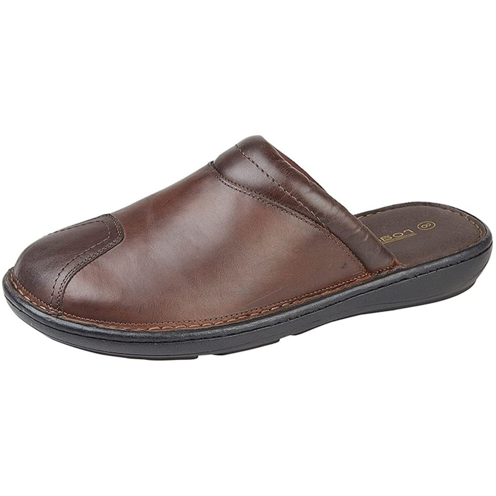 (9 UK, Brown) Roamers Mens Leather Clogs