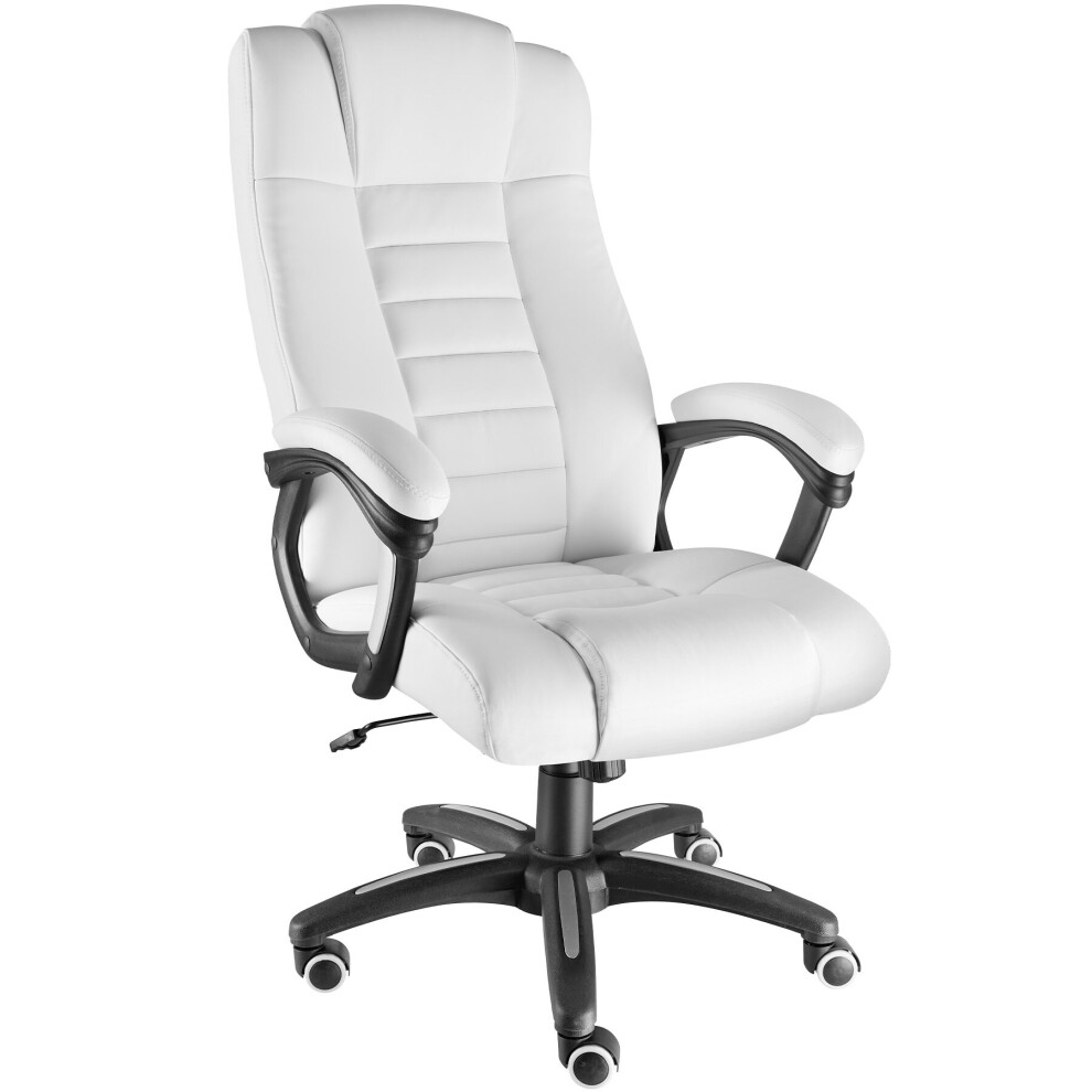 tectake Luxury office chair made of artificial leather - desk chair, computer chair, ergonomic chair - white