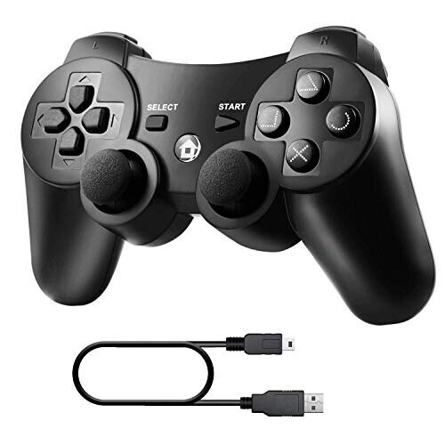 Diswoeeee PS3 Wireless Controller, Wireless Controller for Playstation 3 Double Shock Gaming Controller 6-Achsen Bluetooth Gamepad Joystick with