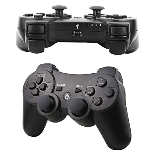 Diswoeeee PS3 Wireless Controller, Wireless Controller for Playstation 3 Double Shock Gaming Controller 6-Achsen Bluetooth Gamepad Joystick with 2